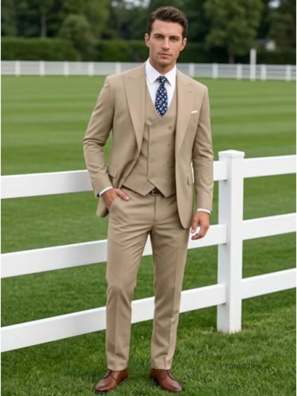 Men's 3-Piece Slim Fit Suit Set Double Breasted Wedding Tuxedo